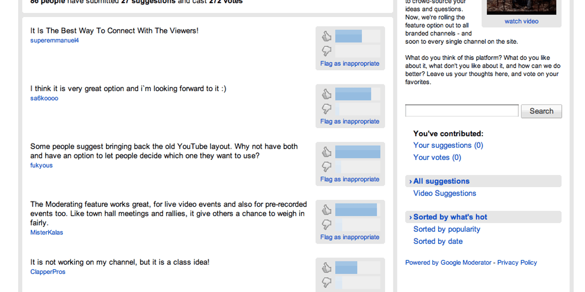 Google Moderator YouTube integrates Google Moderator - good for collaborative filmmaking ...