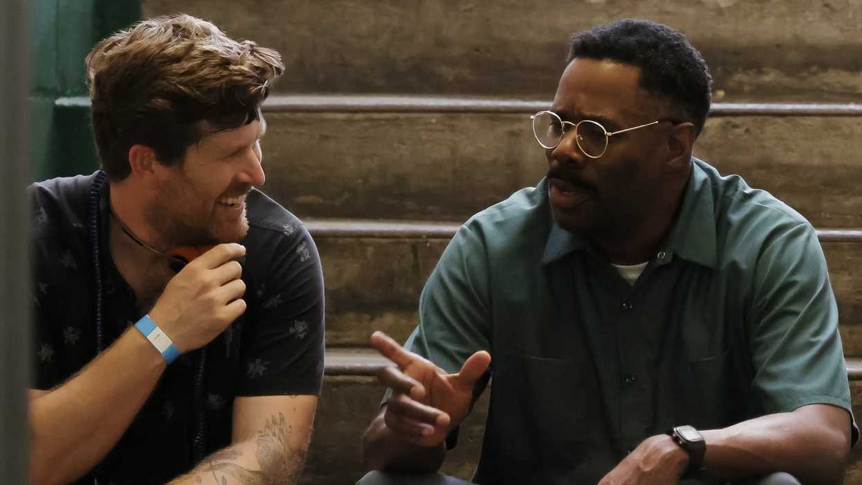 Greg Kwedar and Colman Domingo behind the scenes of Sing Sing