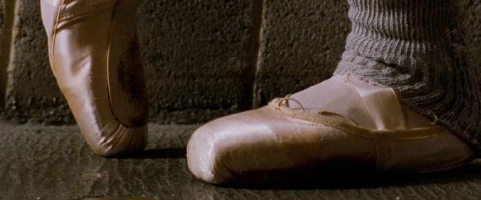 Ground level shot of ballet shoes