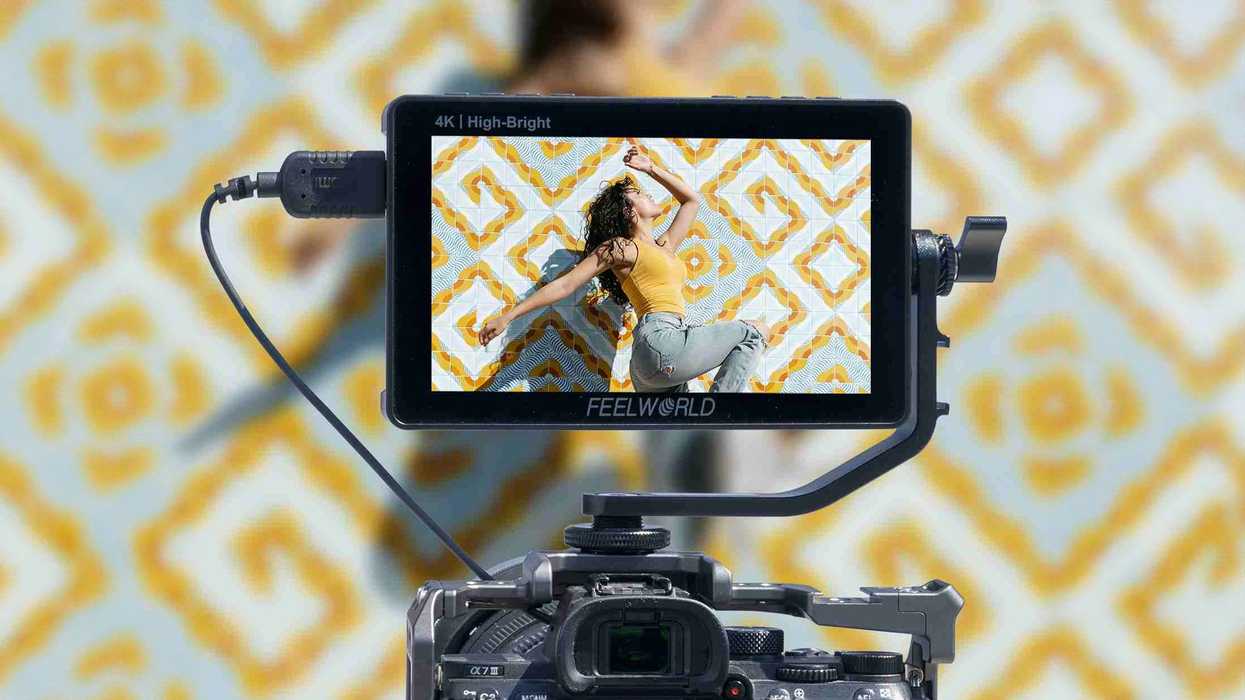 HDMI touchscreen monitors on a yellow and white background