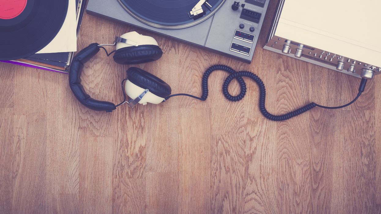 Headphones Record Player Records