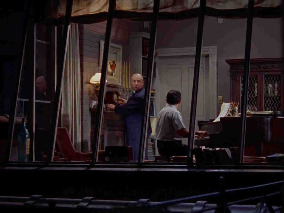 Hitchcock''s cameo in Rear Window, 1954
