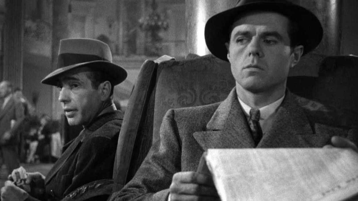 Humphrey Bogart and Elisha Cook Jr. in a still from The Maltese Falcon (1941)