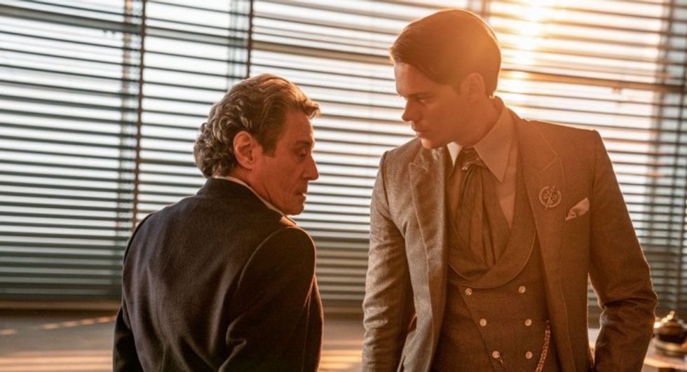 Ian McShane as Winston Scott and Bill Skarsg\u00e5rd as the Marquis Vincent de Gramont in 'John Wick: Chapter 4'