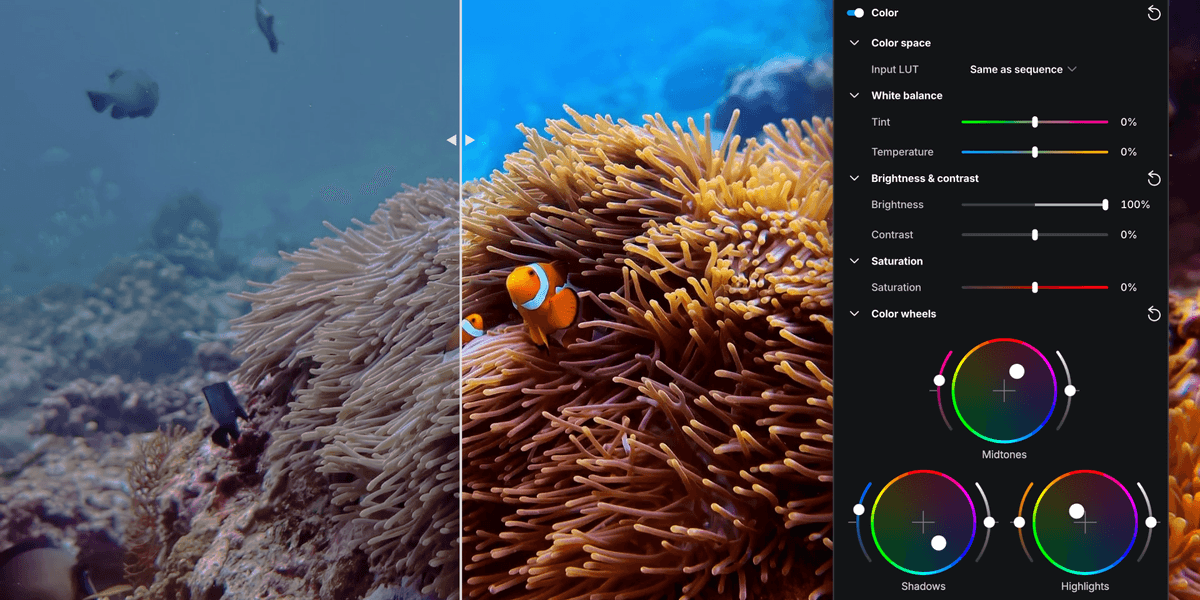 elevate.io adds color wheels and LUT support in-browser