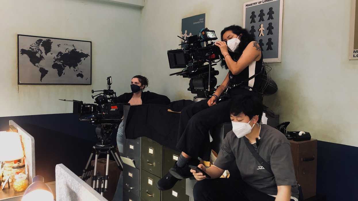 Jackie Fang and crew behind the scenes of Ministry of Loneliness 
