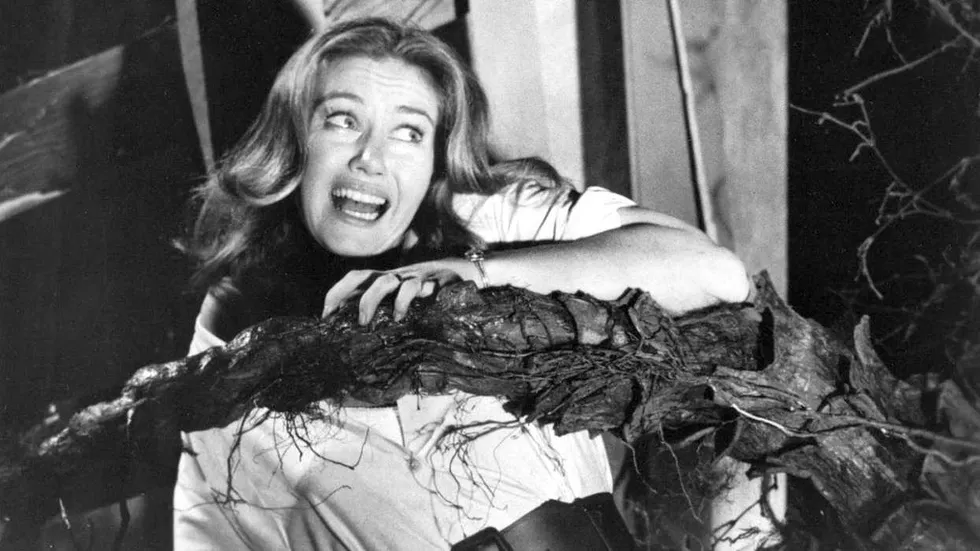 Janette Scott being attacked by a triffid in Day of the Triffids