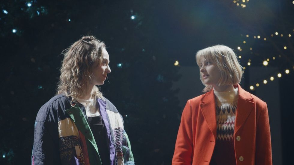 Jess McLeod and Jane Widdop smiling at each other