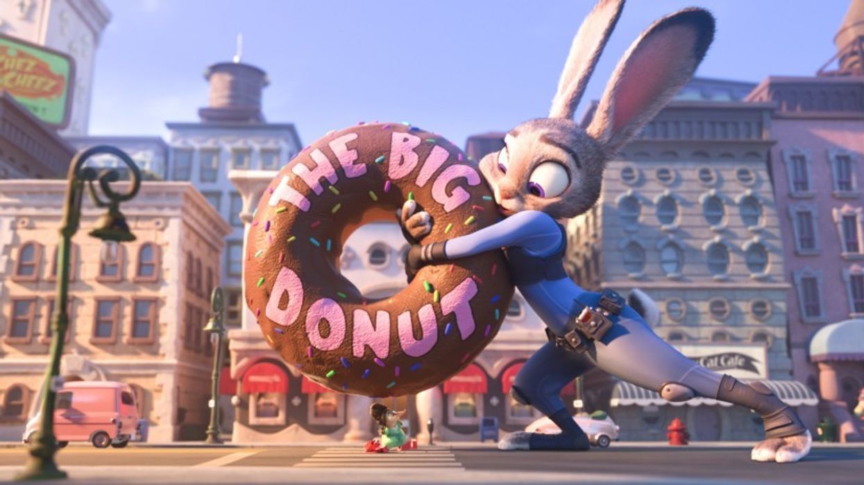 Judy Hopps stopping a donut from crushing a rat in 'Zootopia'