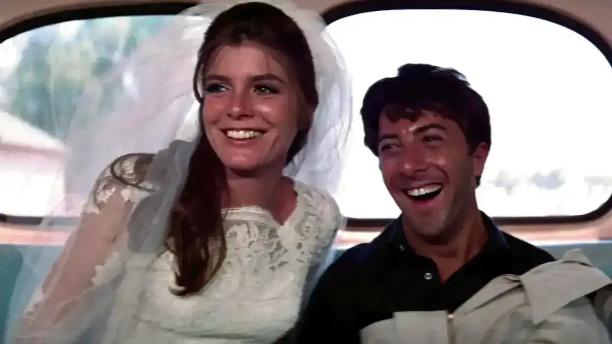 Katharine Ross and Dustin Hoffman in a famous scene from the 1967 film The Graduate