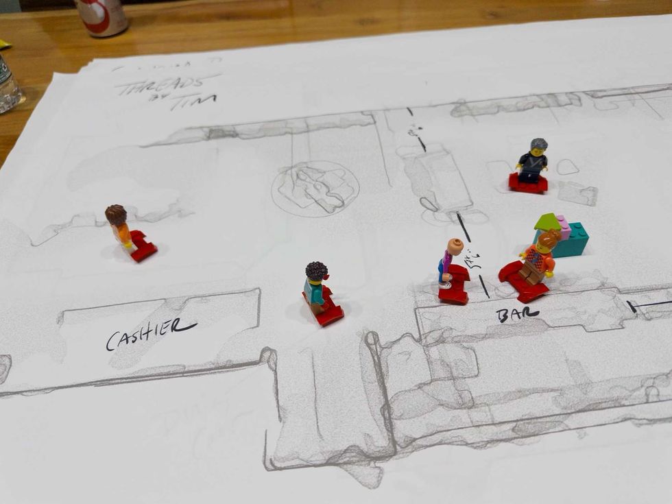 LEGOs being used for pre-vis on 'Into the Sky'
