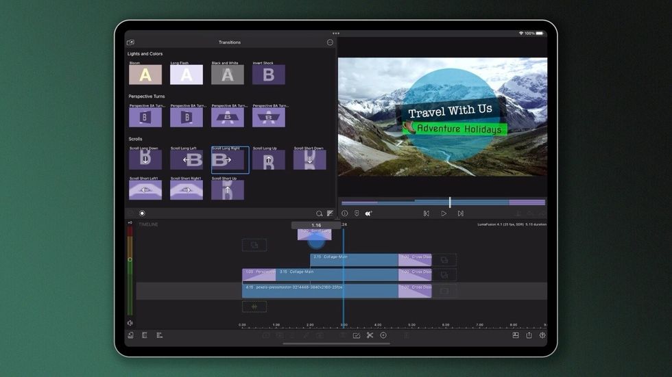 LumaFusion Version 4.1 on an tablet
