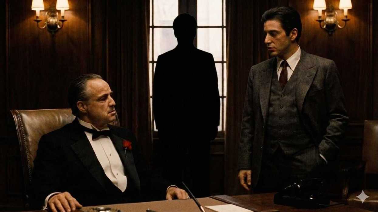Marlon Brando and Al Pacino in a still from The Godfather (1972)
