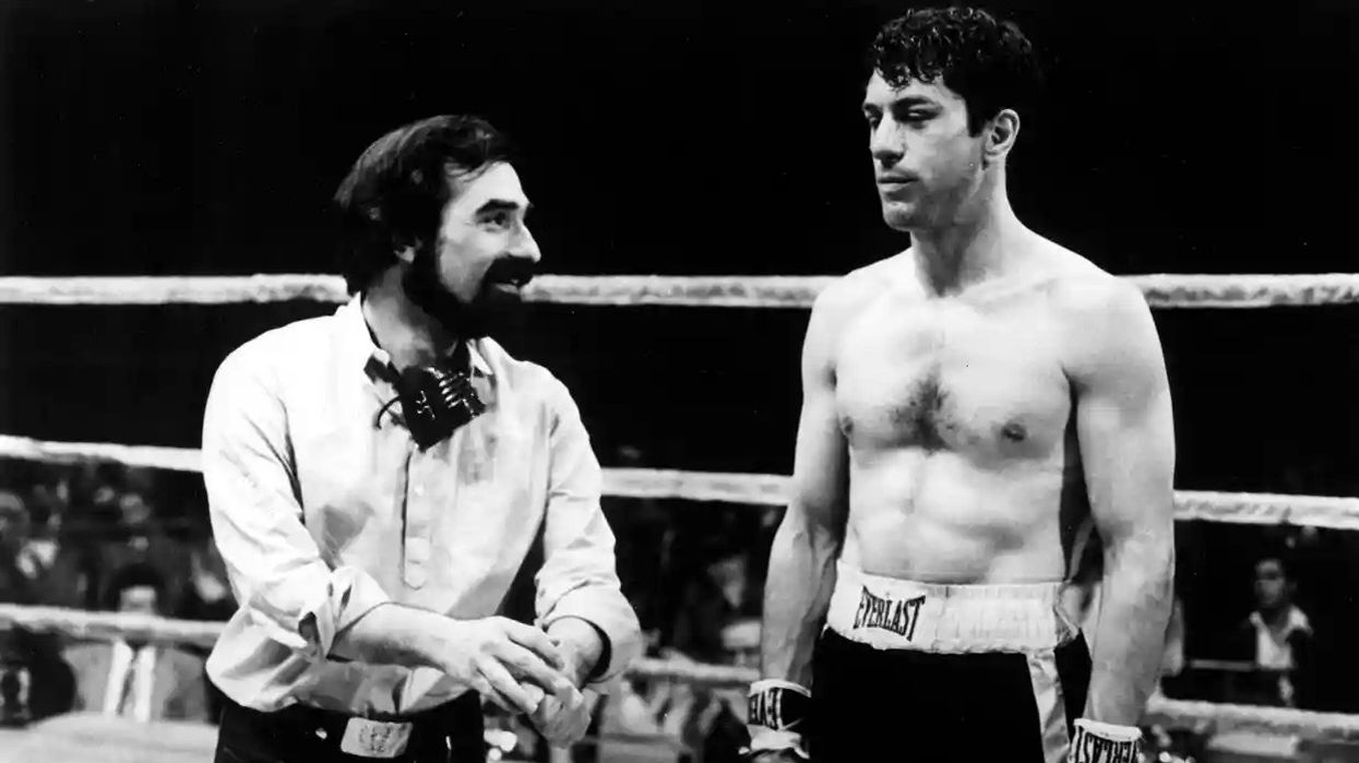 Martin Scorsese and Robert De Niro on the set of 'Raging Bull'