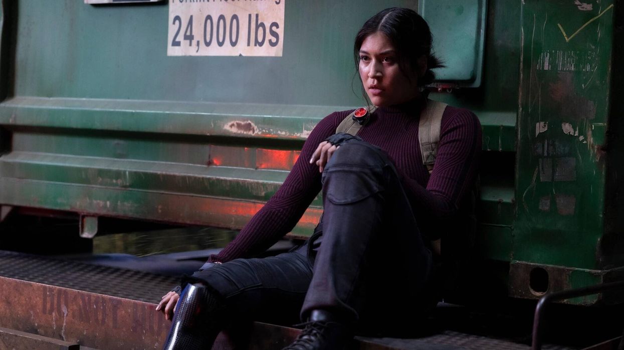 Maya Lopez, played by Alaqua Cox, siting by a Dumpster in 'Echo'