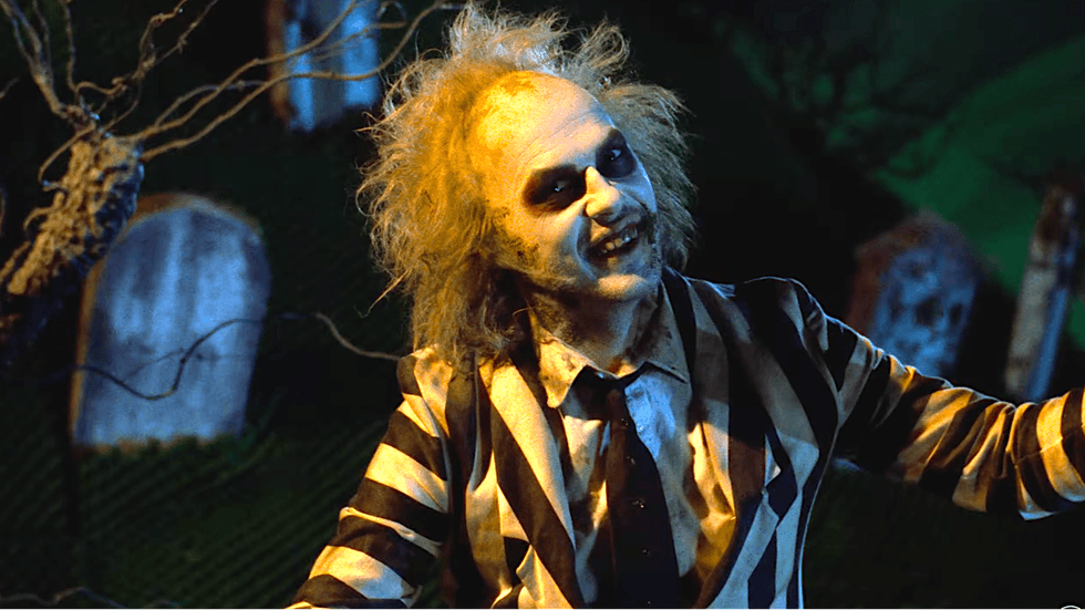 Michael Keaton as the title character in Tim Burton's 1988 dark fantasy comedy film Beetlejuice