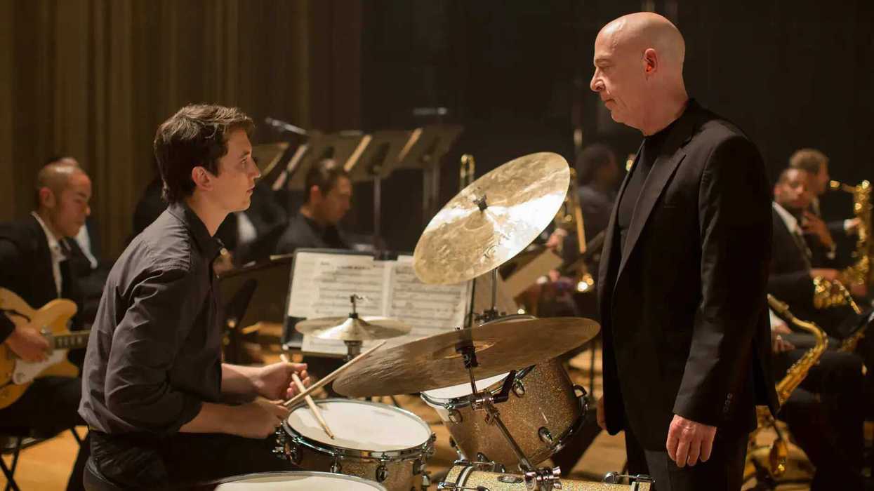 Miles Teller and J.K. Simmons in a still from Whiplash (2014)