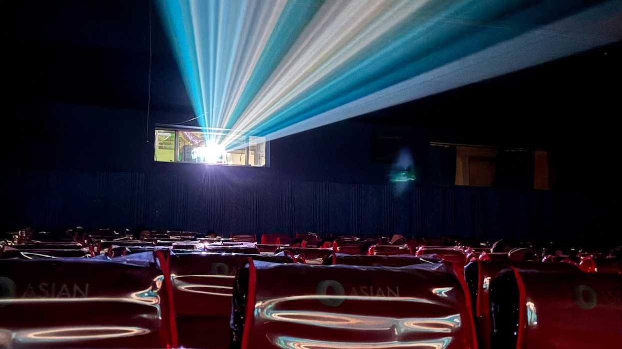 Movie projector in theater