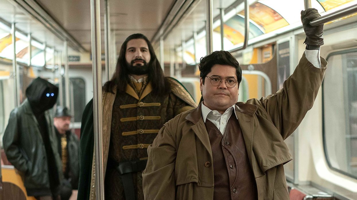 Nandor and Guillermo ride the subway in 'What We Do in the Shadows'​