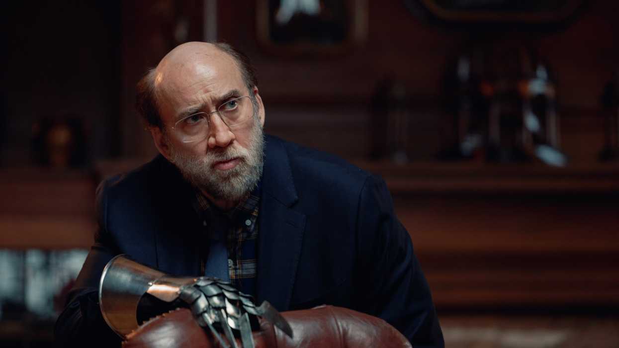 Nicolas Cage as Paul wearing a knife glove in 'Dream Scenario'