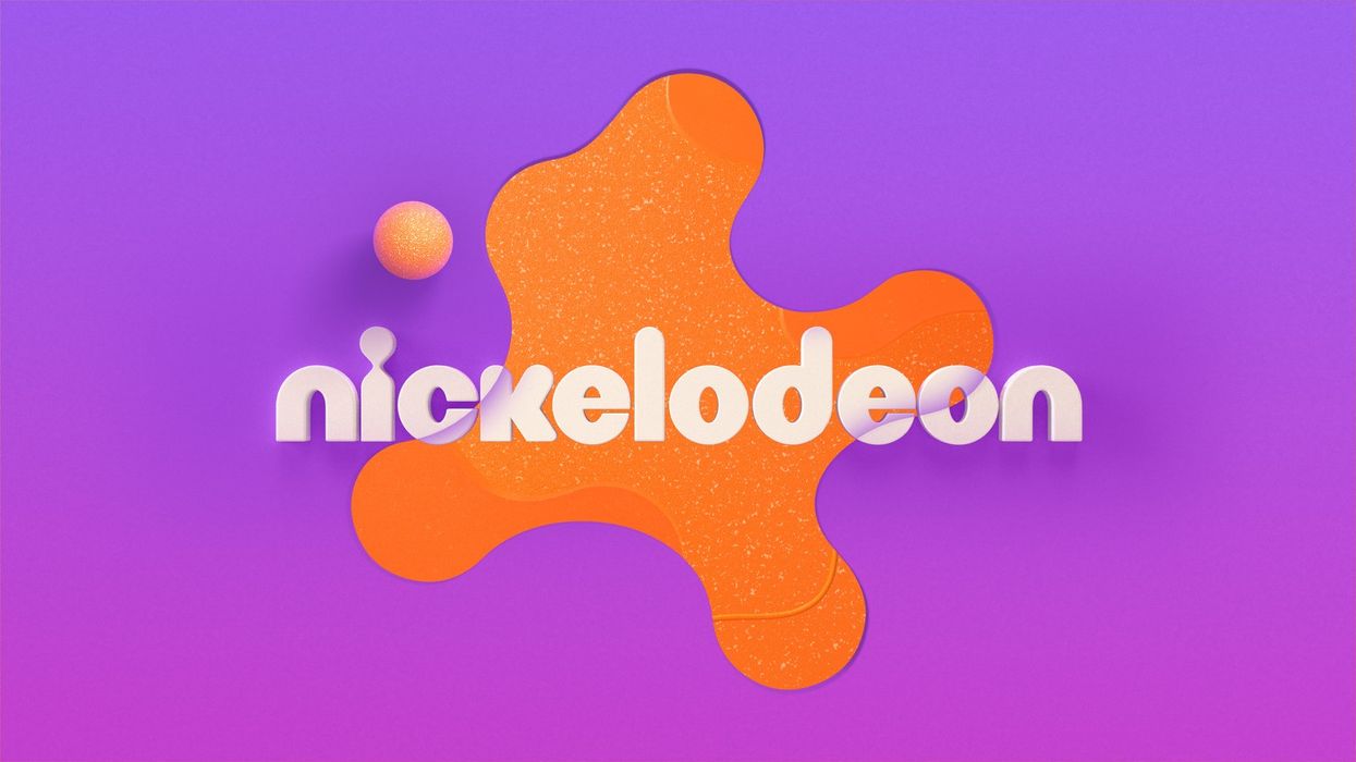 Orange Nickelodeon splat on a purple background