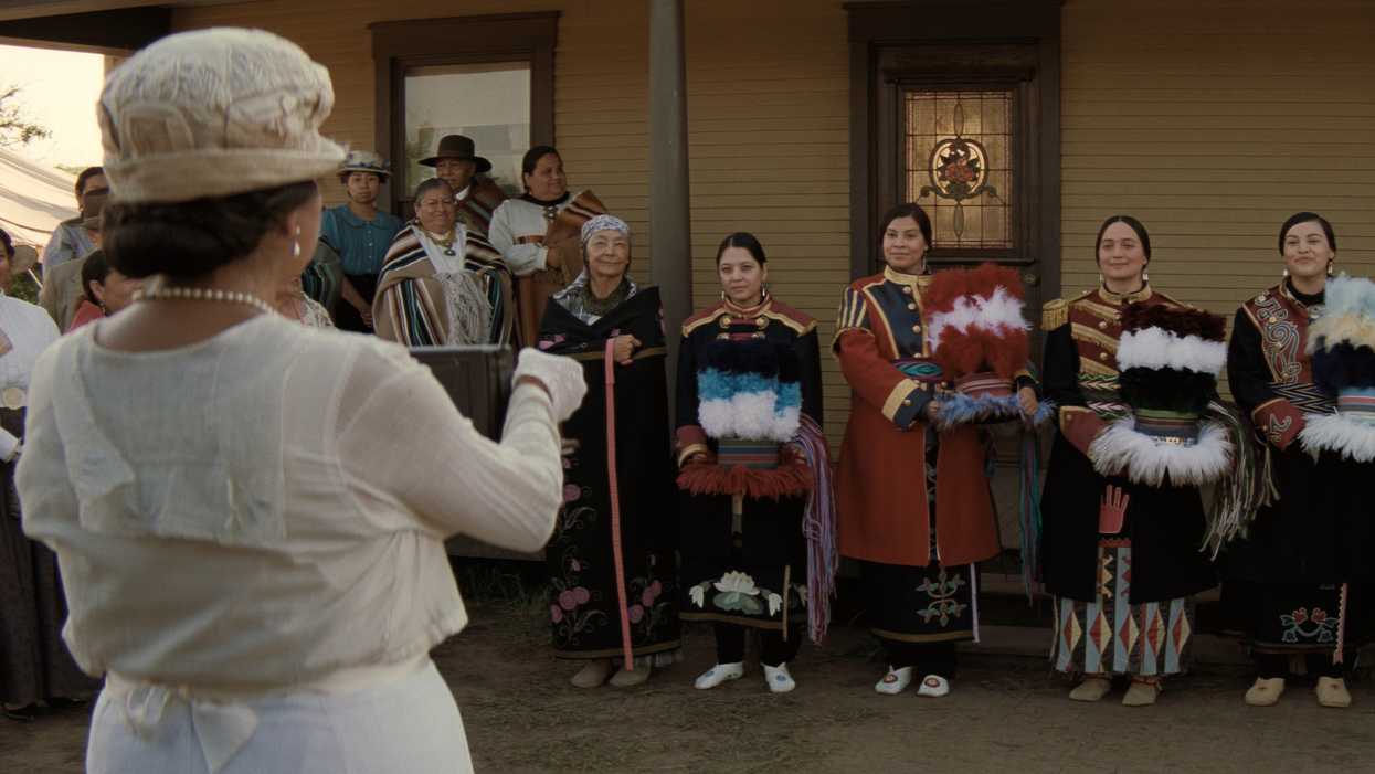Osage women posing for a photo in 'Killers of the Flower Moon'