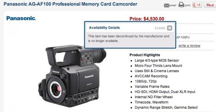 Panasonic AF100 is *Not* Officially Discontinued, is the GH3 or the 4K  VariCam Replacing It?