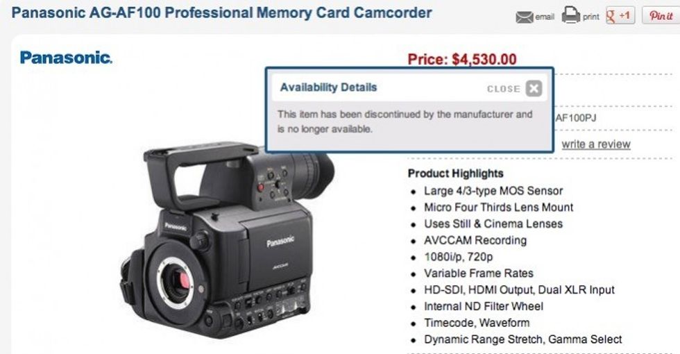 Panasonic-af100-discontinued