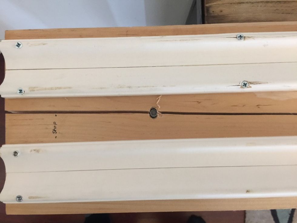 Picture of the split board after I hammered in the insert lock nut
