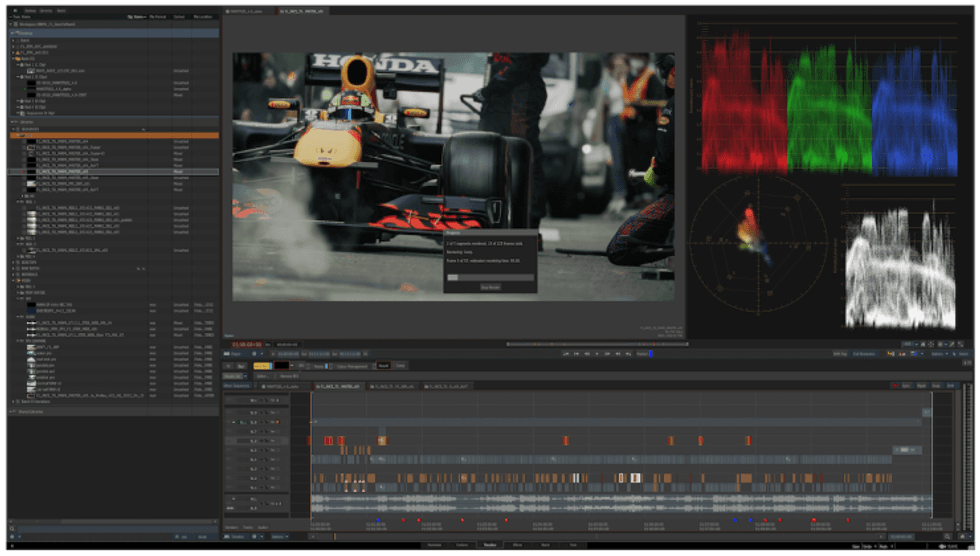 Race to Miami Autodesk Flame workspace. Credit: @sdmfx