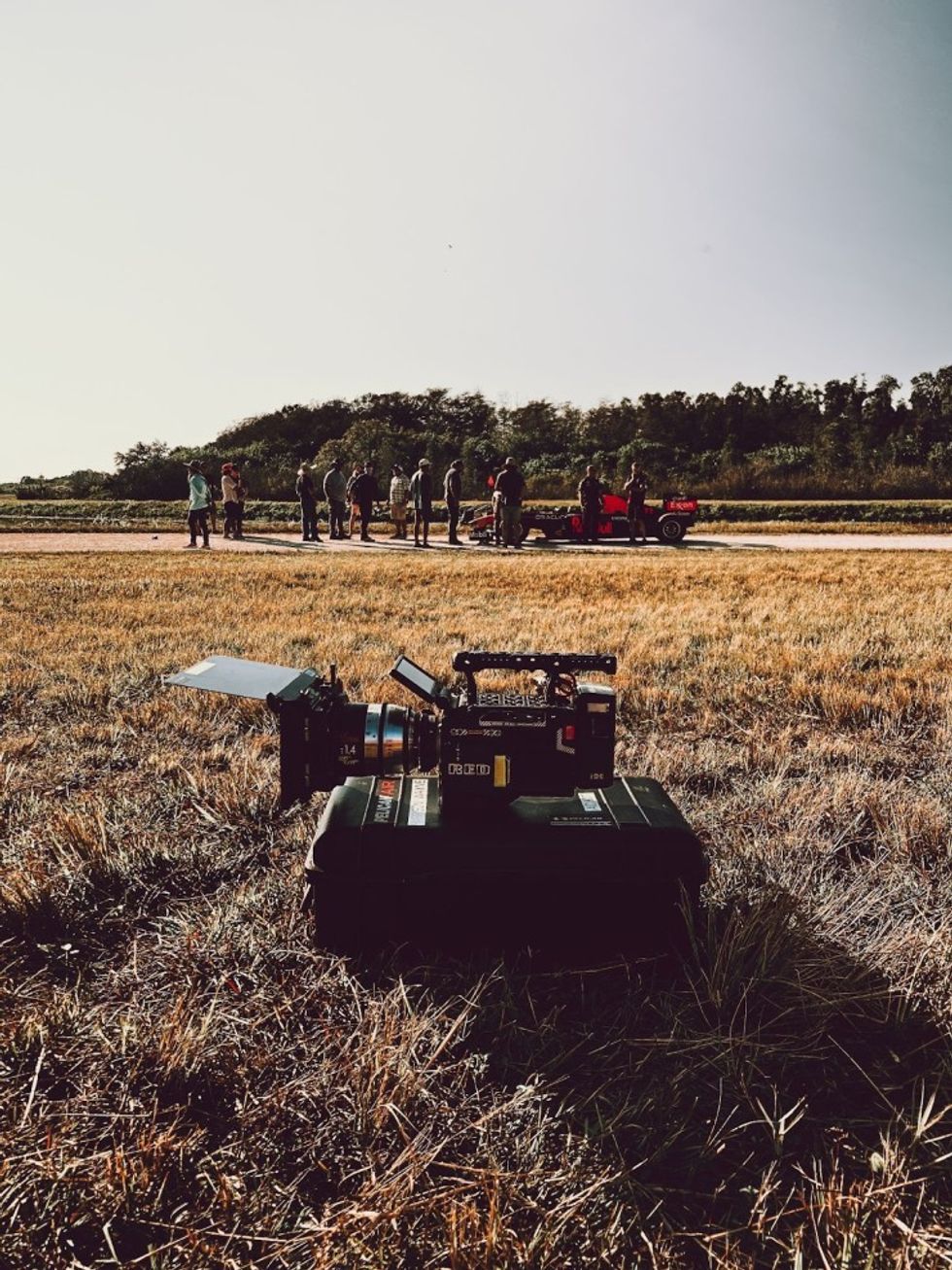 RED Monstro setup with 14mm Masterbuilt Soft Flare prime lens for handheld. Credit: @austingager