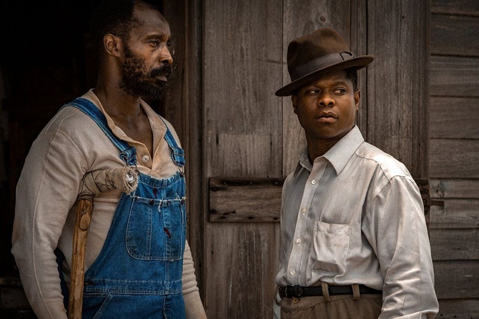 Rob Morgan as Hap and Jason Mitchell as Ronsel in 'Mudbound'