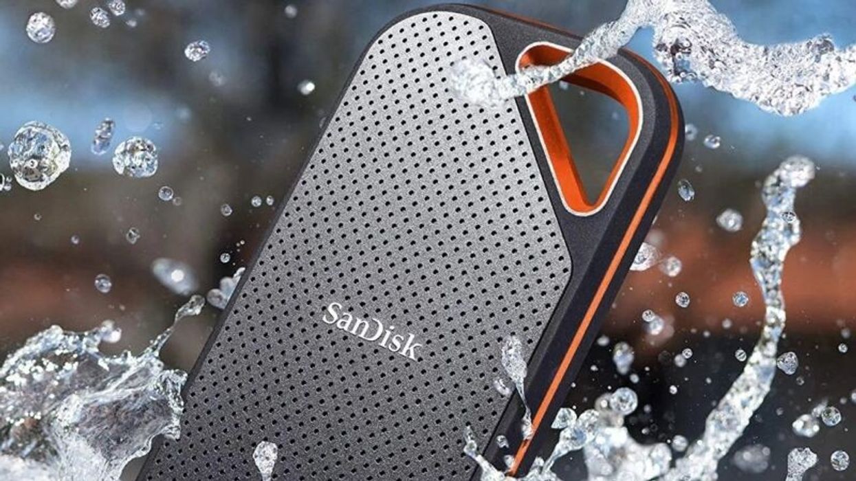 SanDisk Extreme SSDs surrounded by splashing water