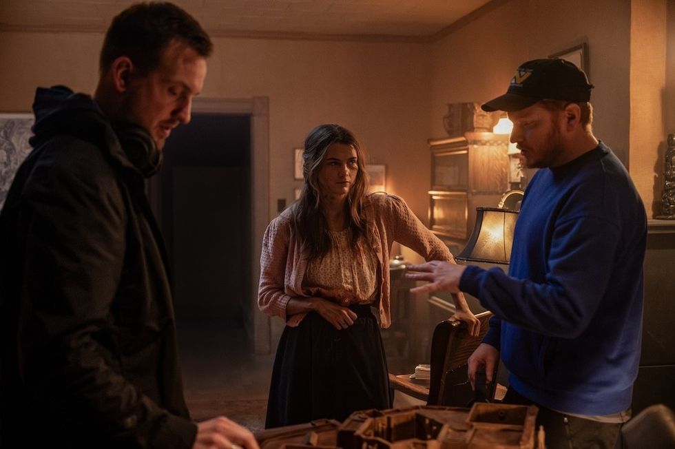 Scott Beck, Chloe East, Bryan Woods behind the scenes