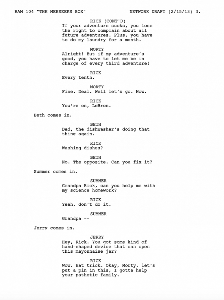 This 'Rick & Morty' Script Can Teach You A Lot About Writing