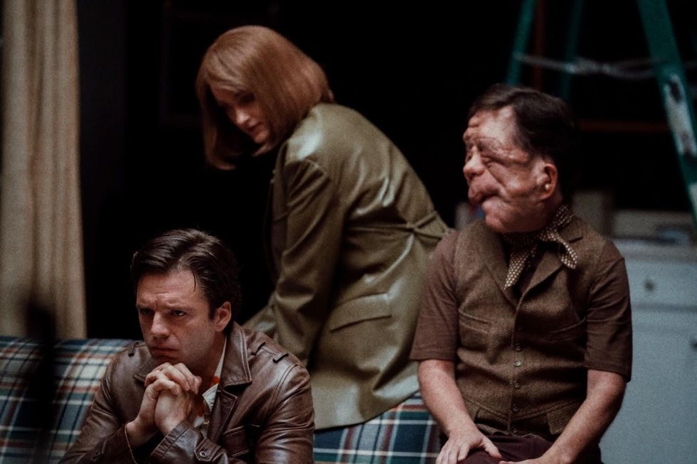 Sebastian Stan, Adam Pearson, Renate Reinsve in A Different Man\u200b