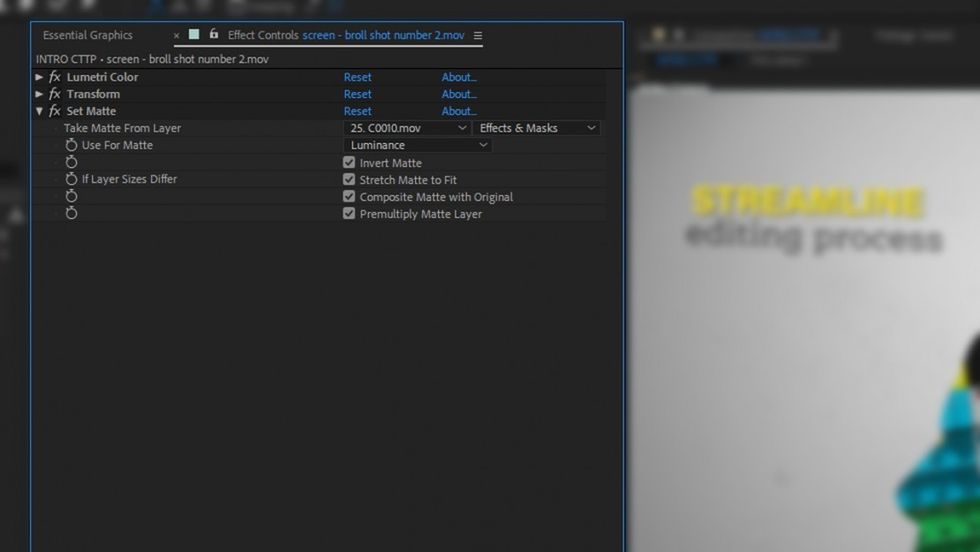set matte effect in after effects