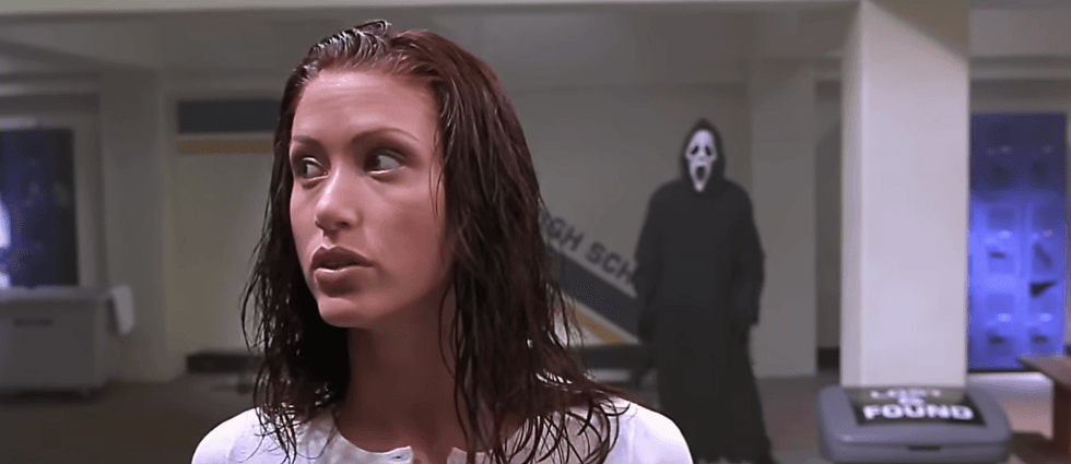 Shannon Elizabeth in a scene from the 2000 Scary Movie