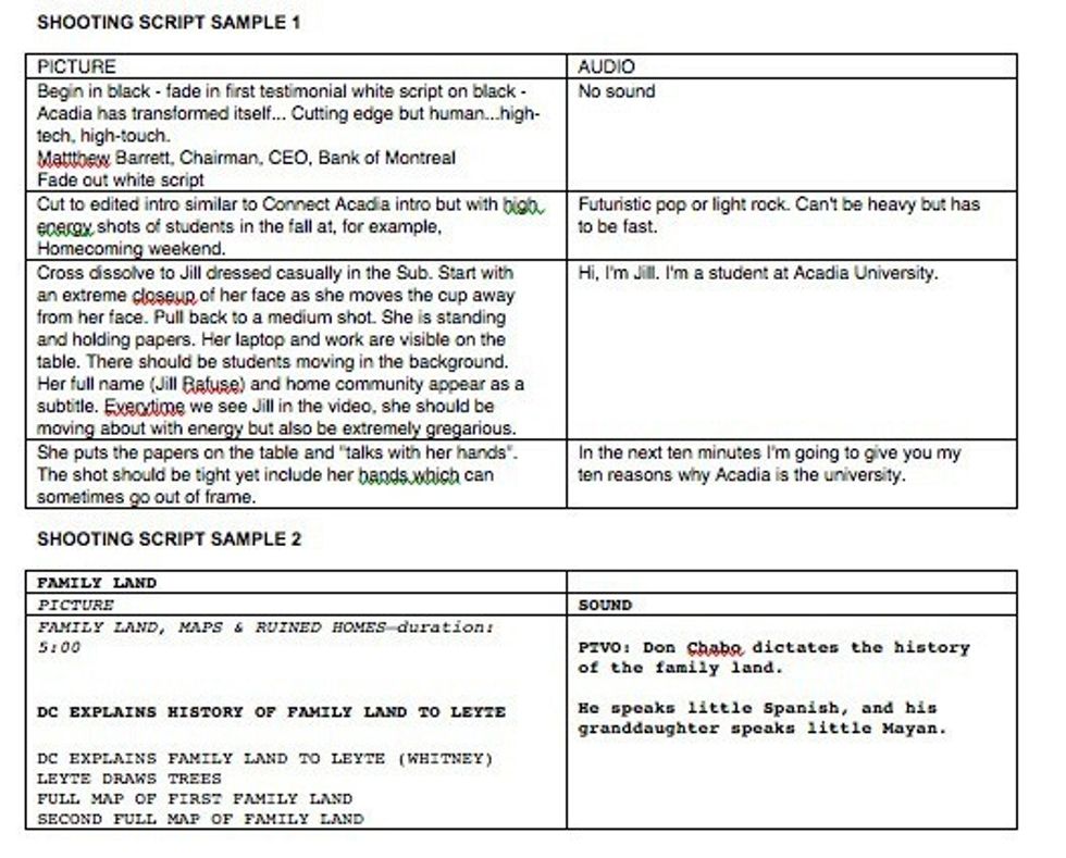 shooting script examples 