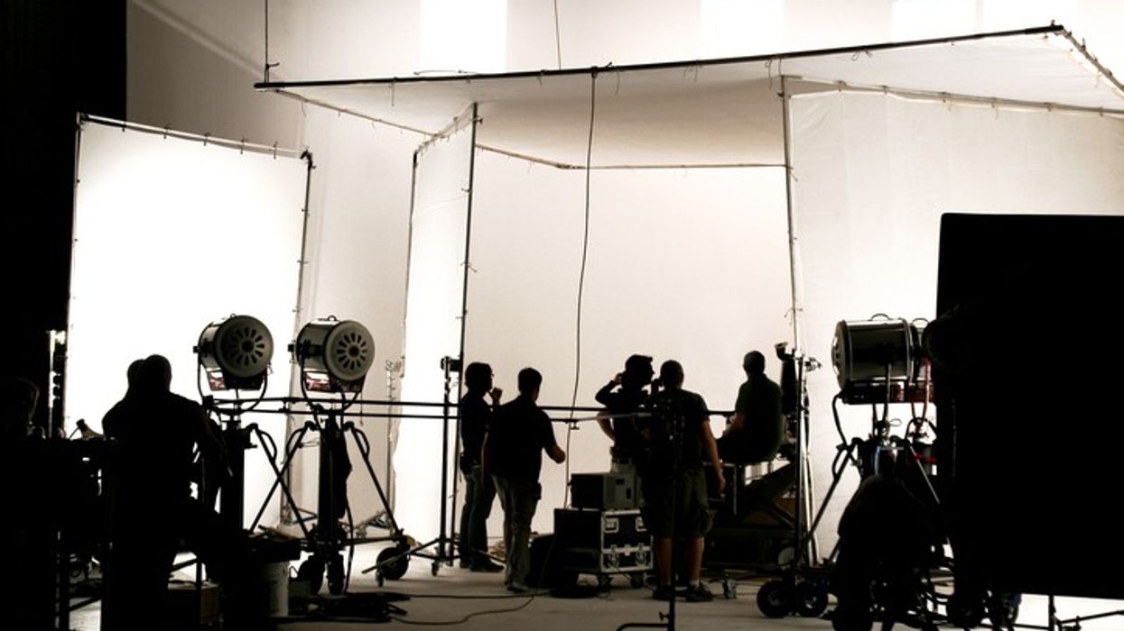 Silhouettes on a movie set