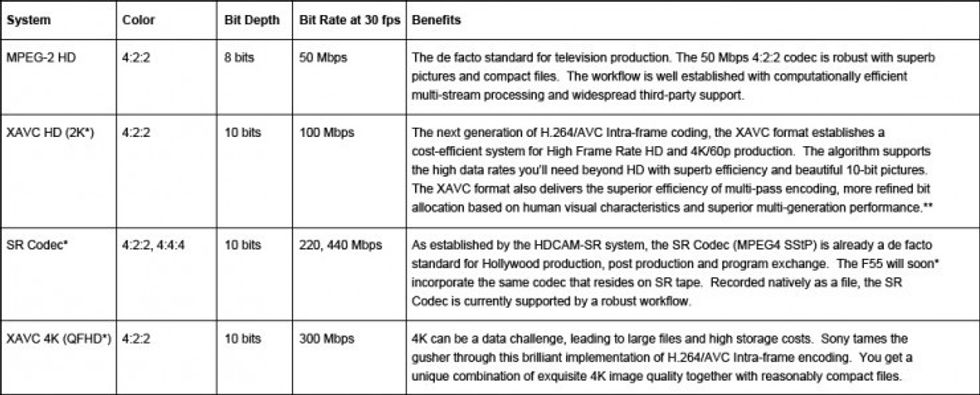 Sony-f55-formats