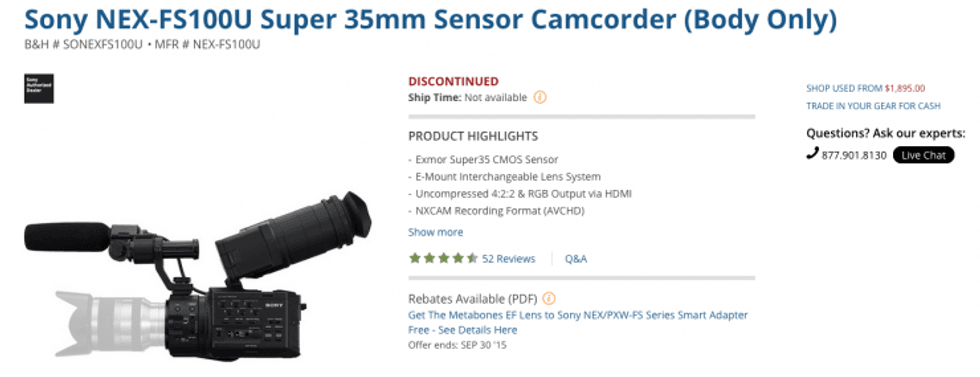 Sony FS100 Discontinued