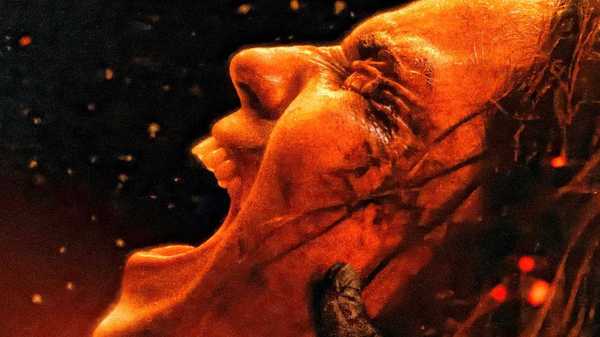 Souheila Yacoub as Alice Price screaming on the poster for Evil Dead Burn