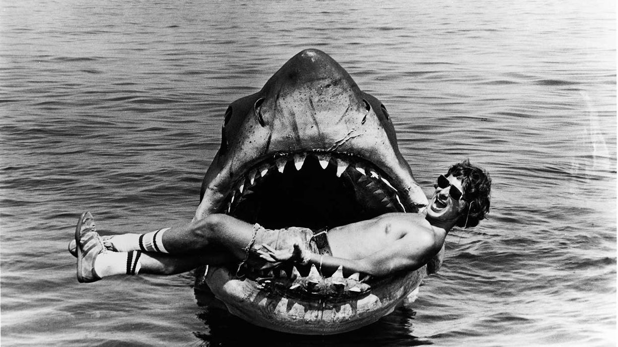 Steven Spielberg behind the scenes of 'Jaws'