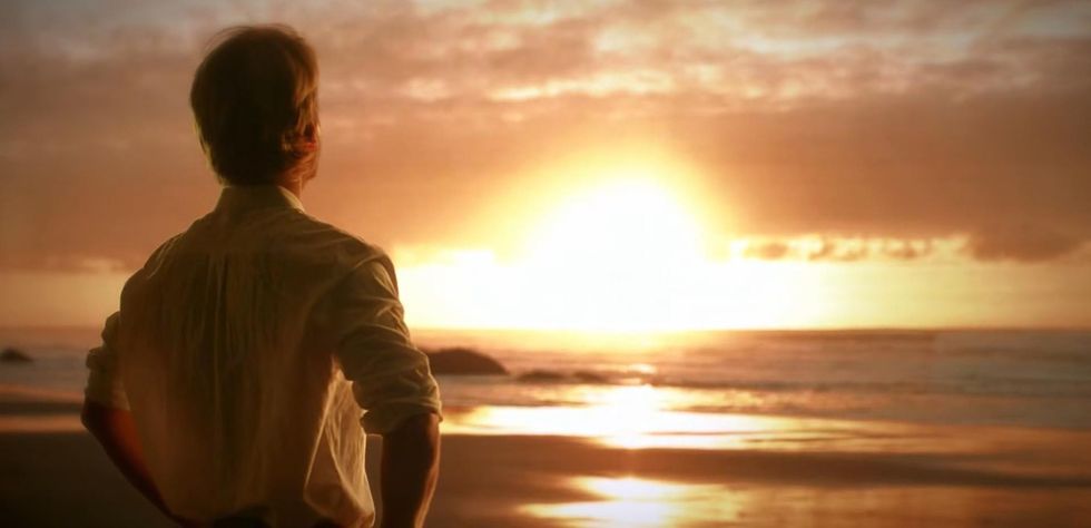Sunset captured on-set of Discovery\u2019s Tales From the Explorer\u2019s Club series thanks to a combination of lighting from the real world and from the imagery on the wall.