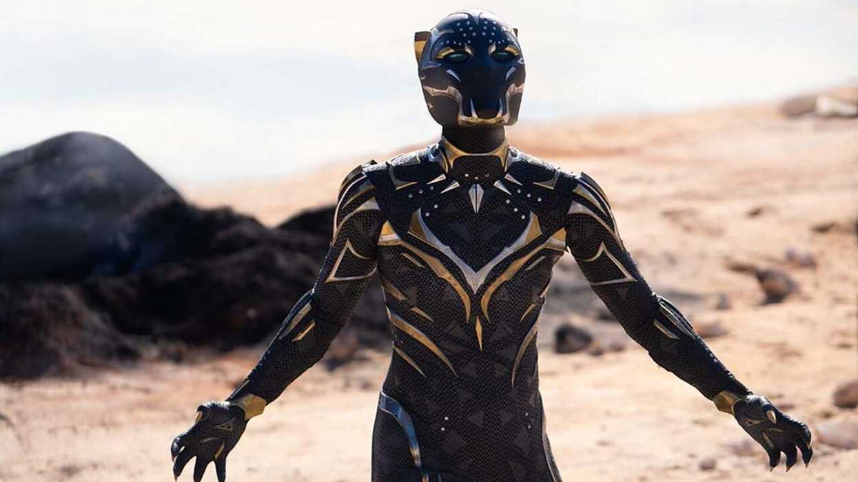 The Black Panther, played by Letitia Wright, fighting in 'Black Panther: Wakanda Forever'