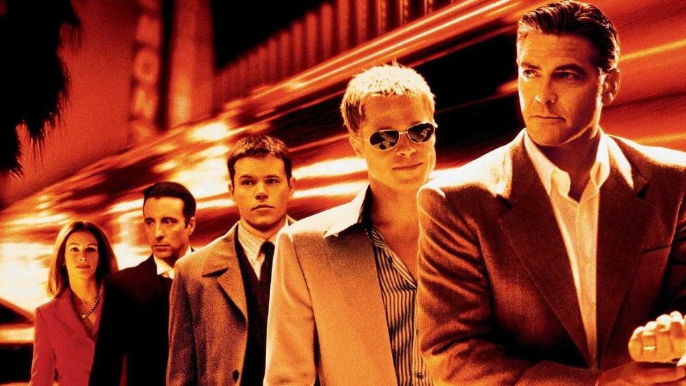 The cast of Ocean's Eleven arranged on the poster