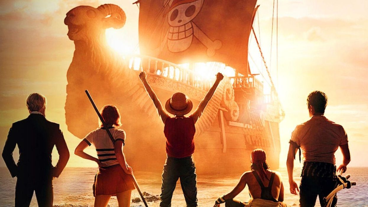 The cast of 'One Piece' standing by the ship