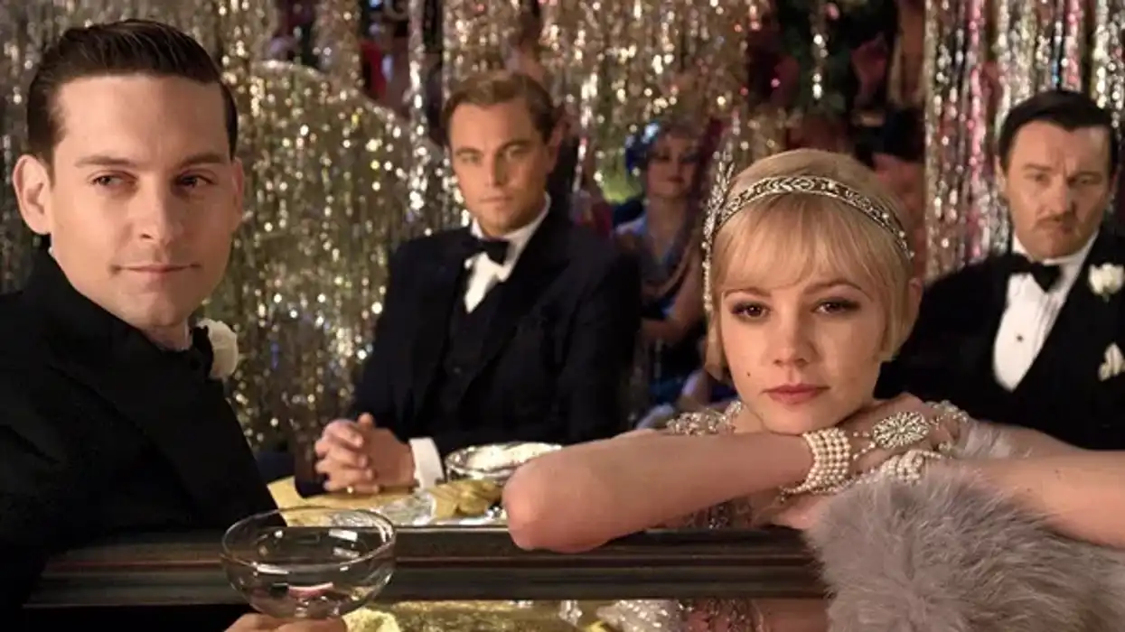 The cast of 'The Great Gatsby' overlooking a party