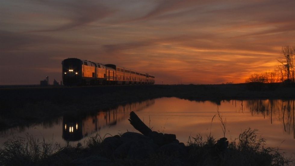 The Empire Builder, America's busiest long-distance passenger train, headed through the plains of North Dakota.